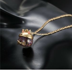Elegant Gold Toned Cat Charm Necklace